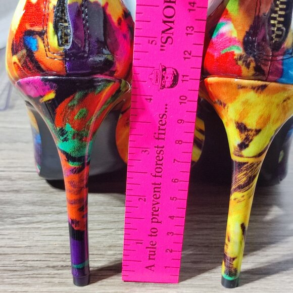 Steve Madden Cythiaa Peep-Toe Heels women's size 8 multi-colour rainbow Lace Up - Picture 6 of 12